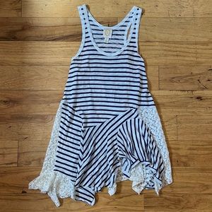 Long blue and white with lace tank